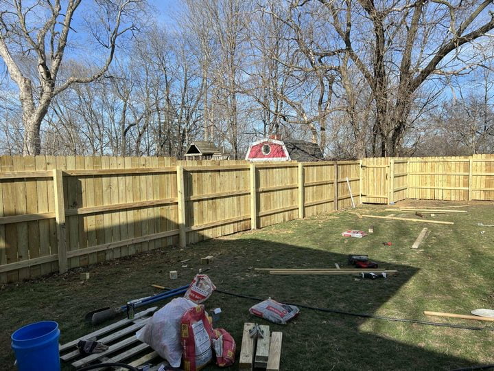 New wooden privacy fence