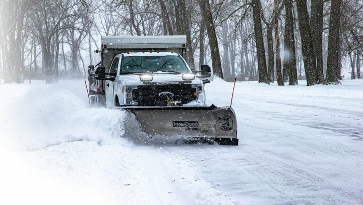 Truck plowing snow